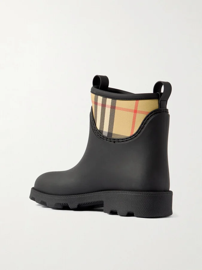 Burberry - Checked Nylon-paneled Rubber Ankle Boots - Black - Image 3