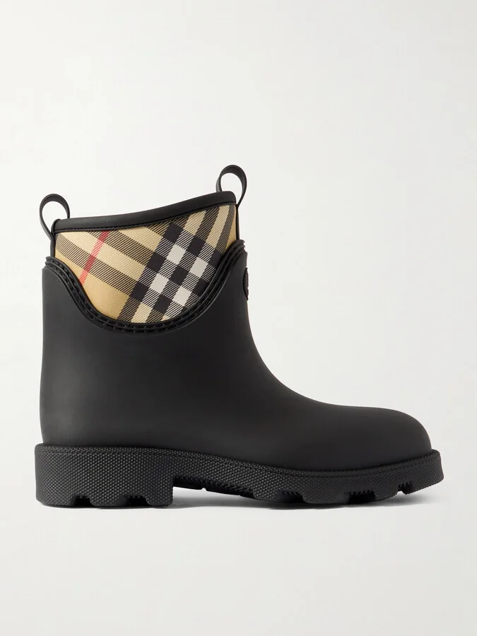 Burberry - Checked Nylon-paneled Rubber Ankle Boots - Black
