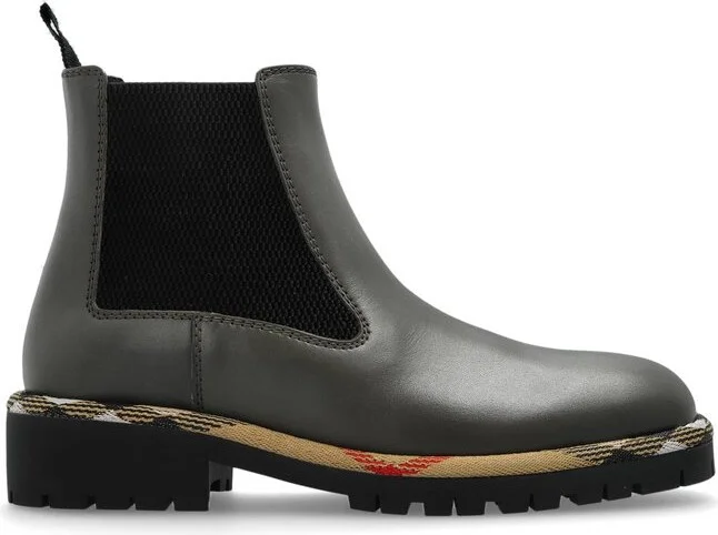 Burberry Checked-Trim Ankle Boots