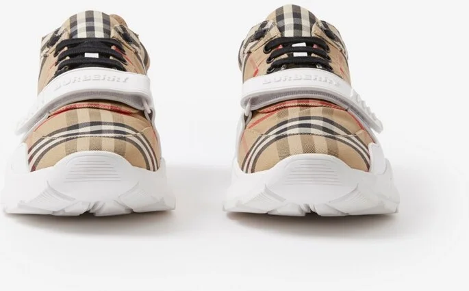 Burberry CheckSuede and Leather Sneakers Size: 39 - Image 3