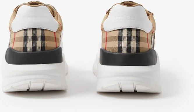 Burberry CheckSuede and Leather Sneakers Size: 39 - Image 4