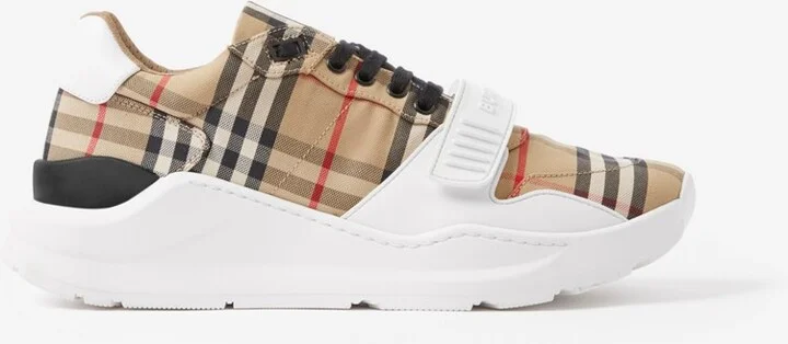 Burberry CheckSuede and Leather Sneakers Size: 39