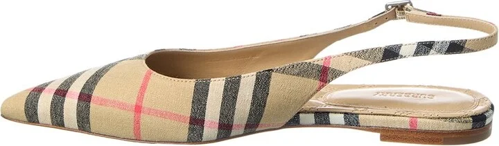 Burberry Dame Check Linen Slingback Flat - Image 2