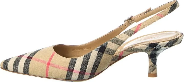 Burberry Dame Check Linen Slingback Pump - Image 2