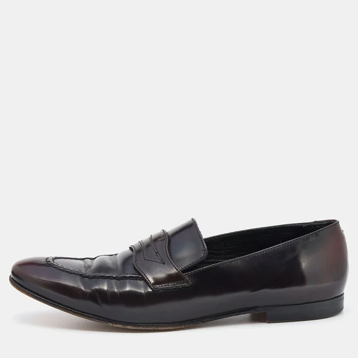 Burberry Dark Brown Leather Bedmont Slip On Loafer Size 39.5