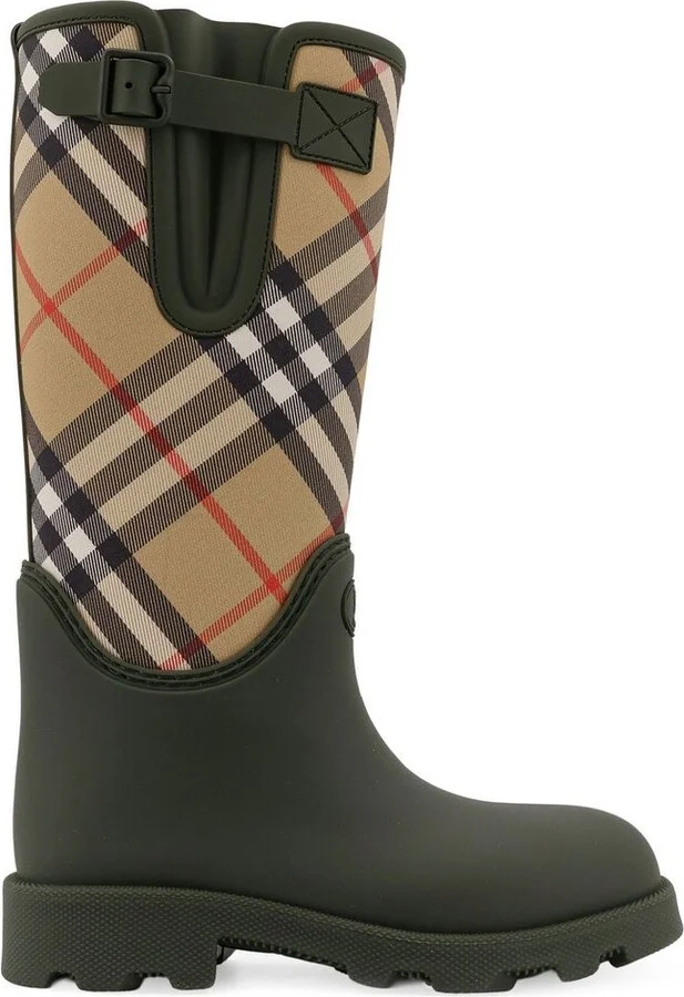 Burberry EKD Detailed Checked Rain Boots