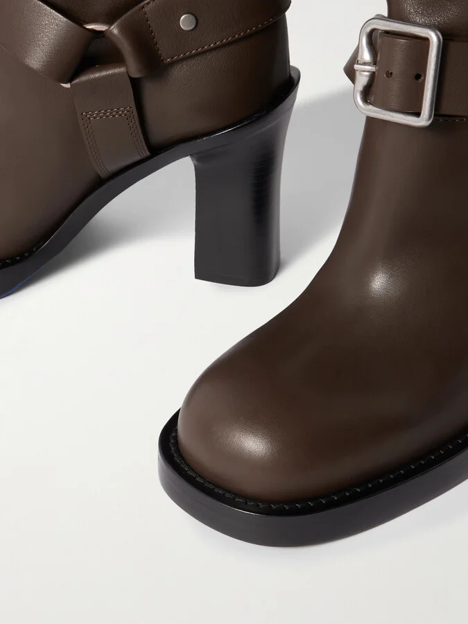 Burberry - Embellished Leather Over-the-knee Boots - Brown - Image 4