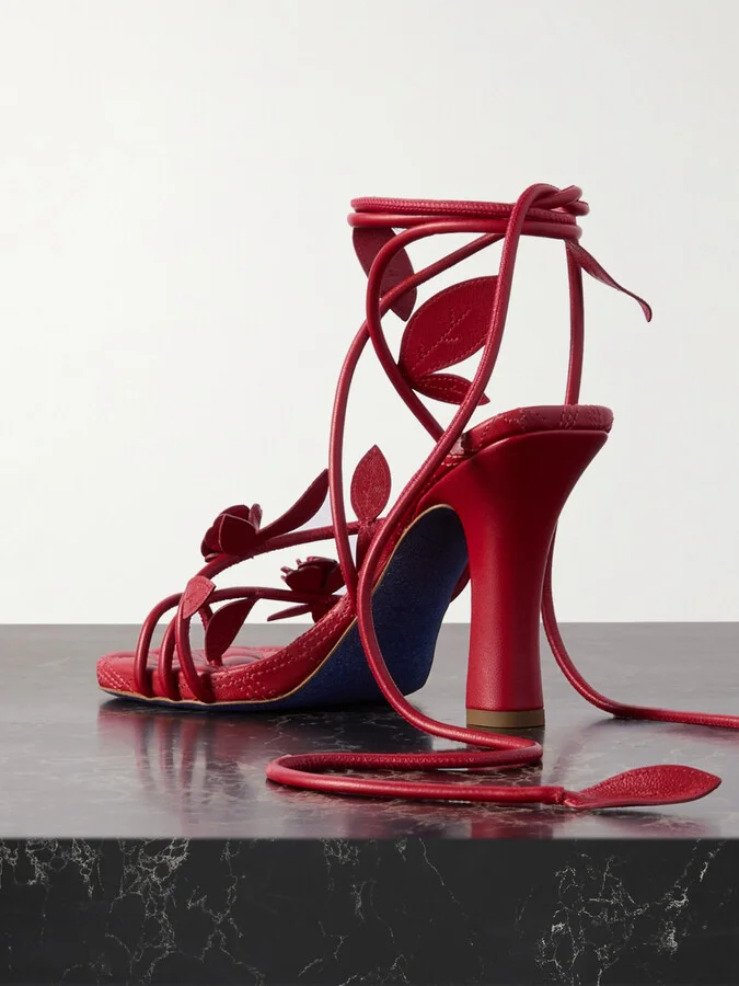 Burberry - Embellished Leather Pumps - Red - Image 3