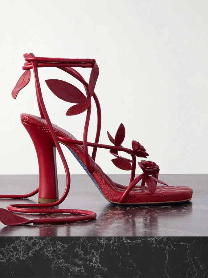 Burberry - Embellished Leather Pumps - Red