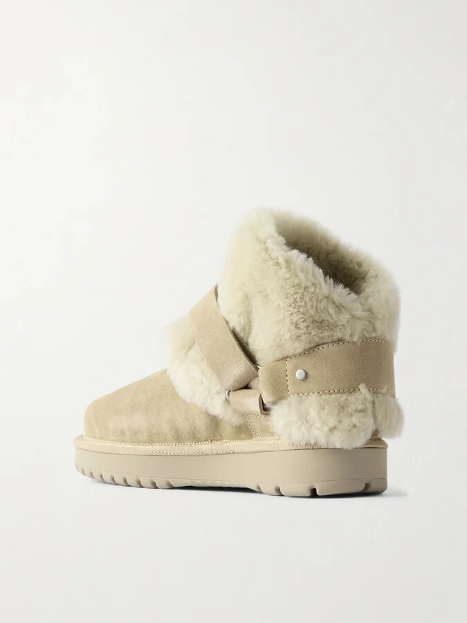 Burberry - Embellished Shearling And Suede Boots - Cream - Image 3