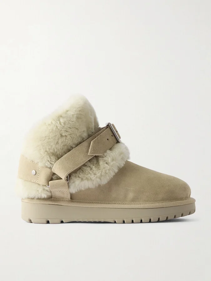 Burberry - Embellished Shearling And Suede Boots - Cream