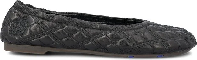 Burberry Equestrian Knight-Embroidered Quilted Ballerina Shoes