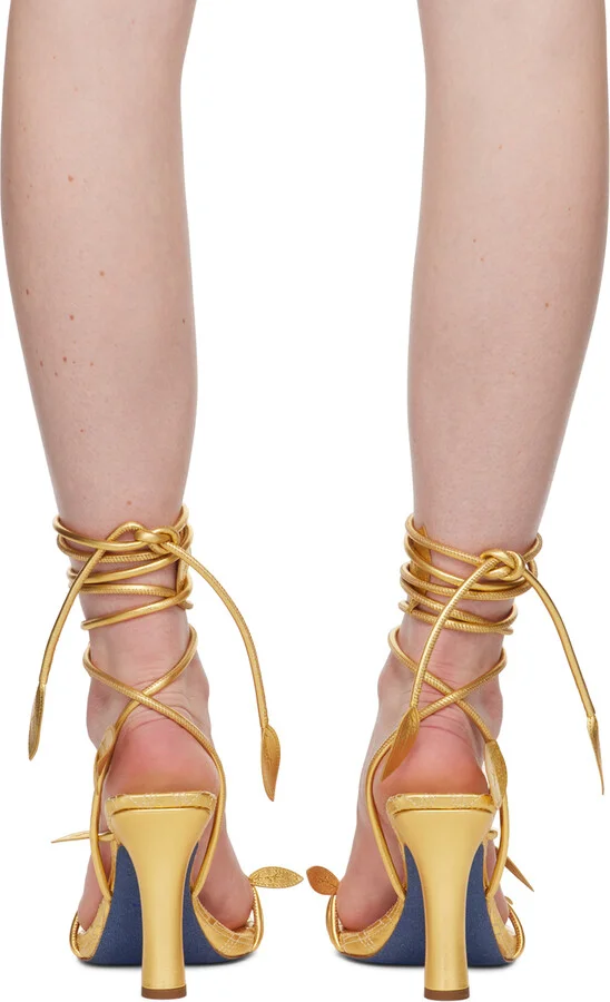 Burberry Gold Ivy Flora Heeled Sandals - Image 2