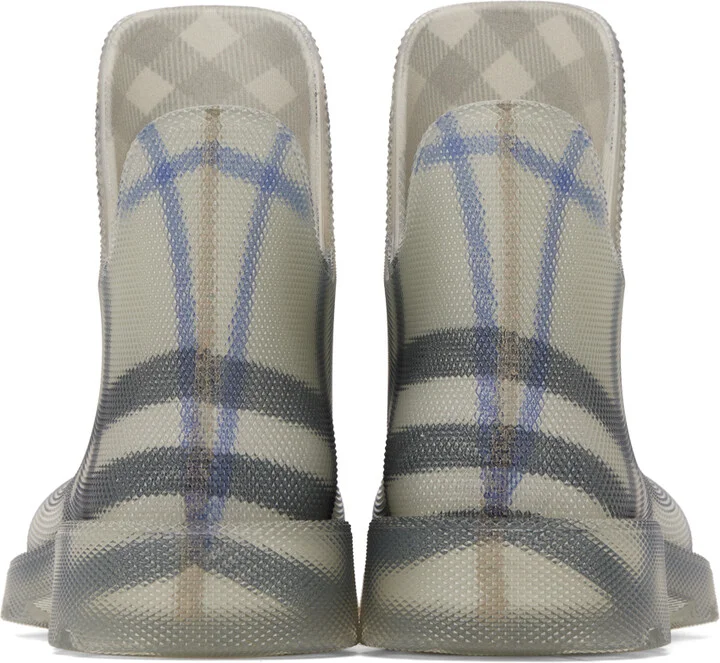 Burberry Gray Check Rubber Marsh Low Rain Boots - Image 2