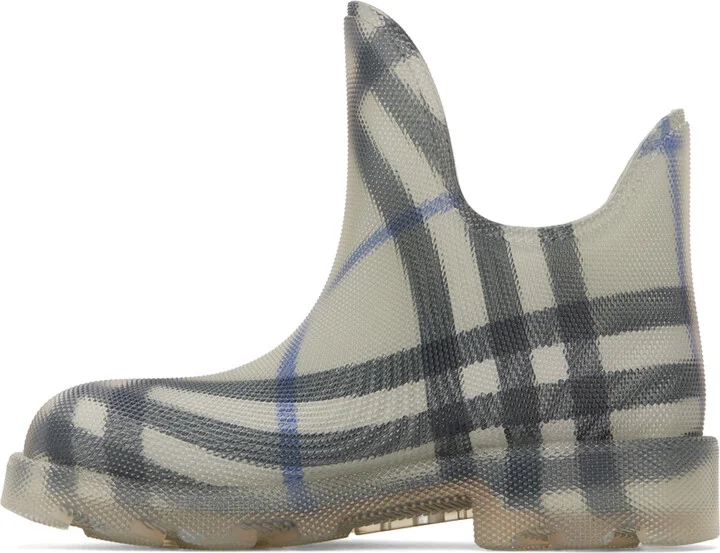 Burberry Gray Check Rubber Marsh Low Rain Boots - Image 3