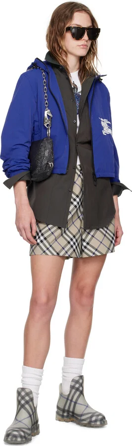 Burberry Gray Check Rubber Marsh Low Rain Boots - Image 5