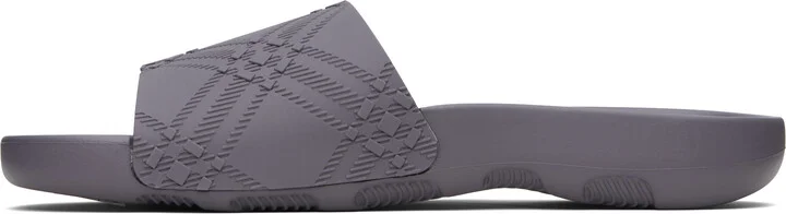 Burberry Gray Embossed Check Dive Pool Slides - Image 3