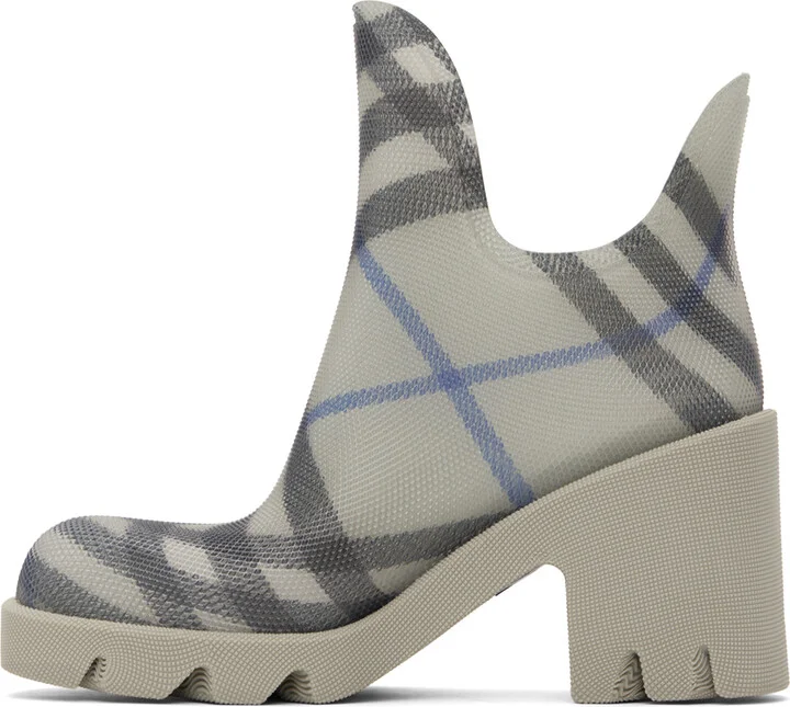 Burberry Gray Marsh Heeled Rubber Rain Boots - Image 3