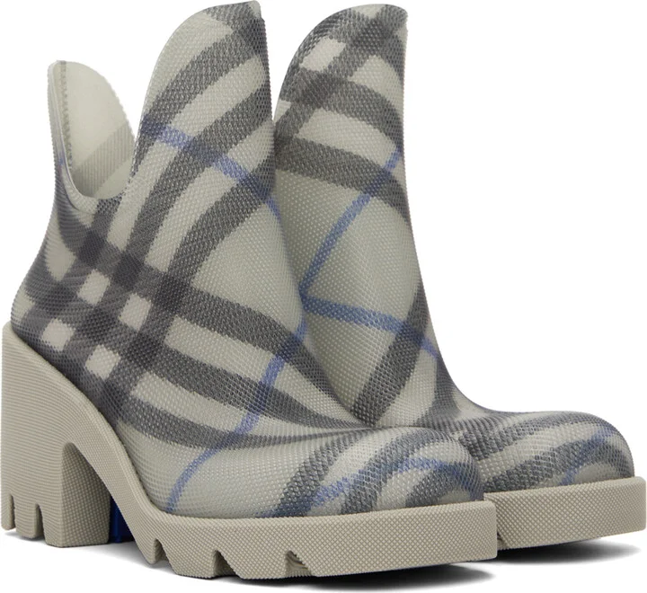Burberry Gray Marsh Heeled Rubber Rain Boots - Image 4