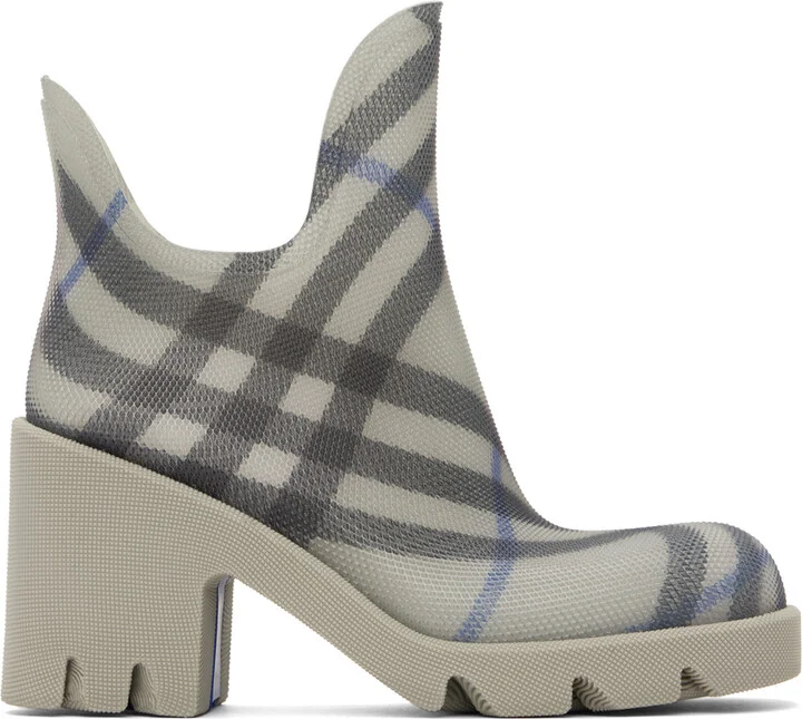 Burberry Gray Marsh Heeled Rubber Rain Boots