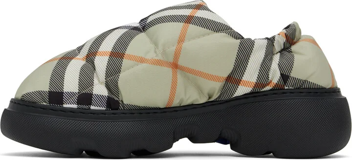 Burberry Green Check Nylon Pillow Loafers - Image 3