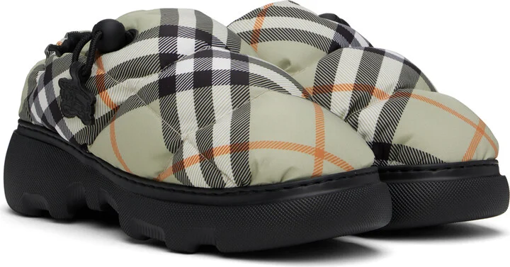 Burberry Green Check Nylon Pillow Loafers - Image 4
