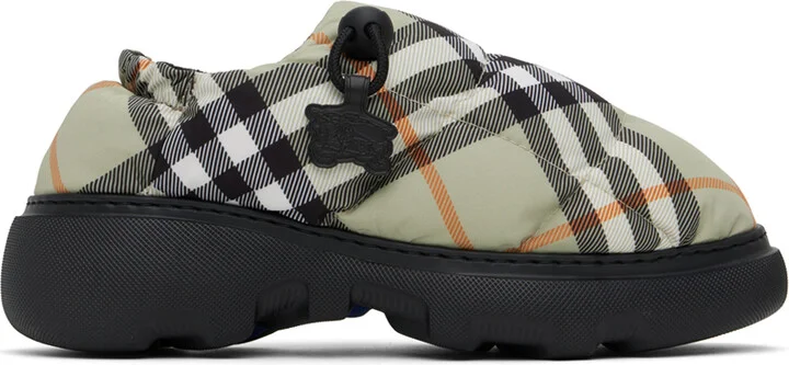 Burberry Green Check Nylon Pillow Loafers