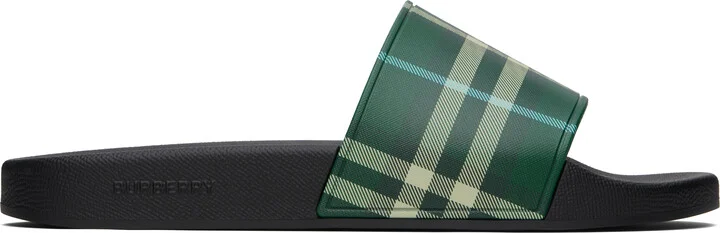 Burberry Green Check Pool Slides
