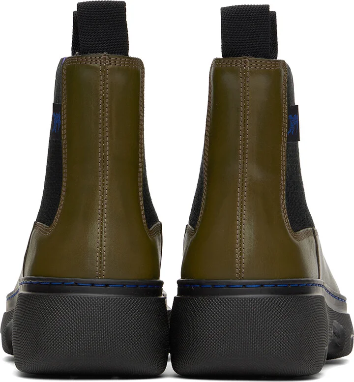 Burberry Green Leather Creeper Chelsea Boots - Image 2
