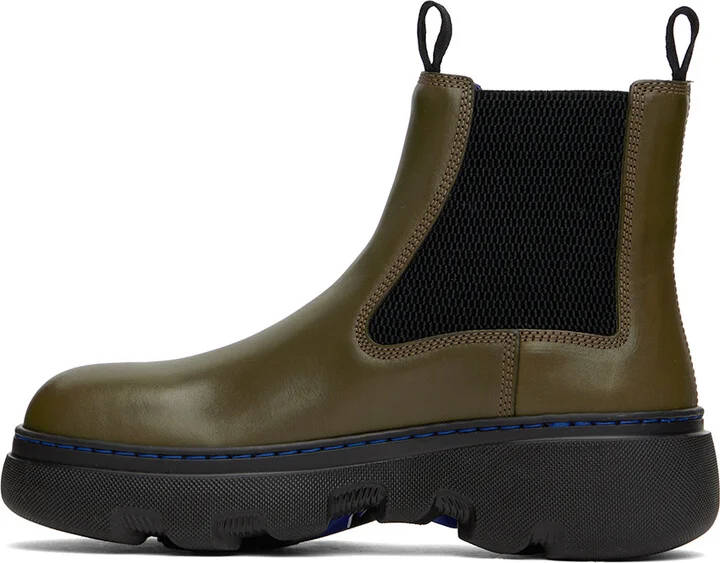 Burberry Green Leather Creeper Chelsea Boots - Image 3