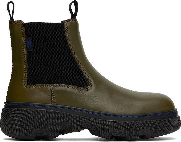 Burberry Green Leather Creeper Chelsea Boots