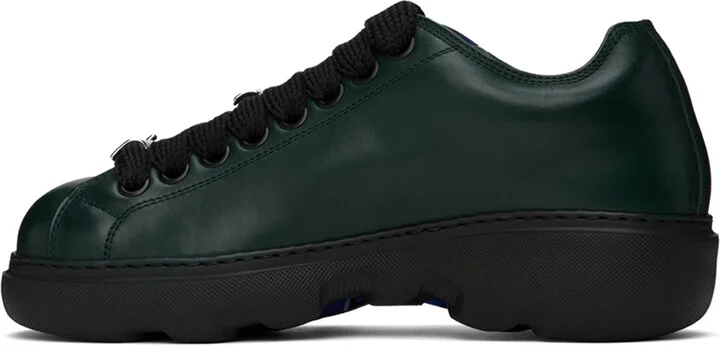 Burberry Green Leather Ranger Sneakers - Image 3