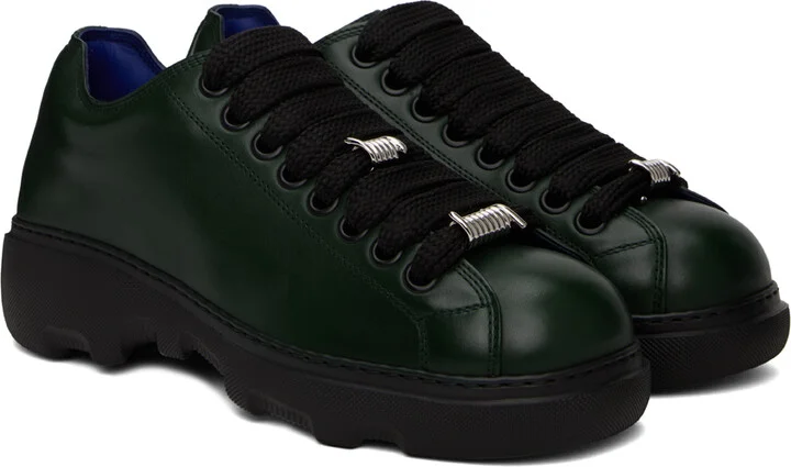 Burberry Green Leather Ranger Sneakers - Image 4