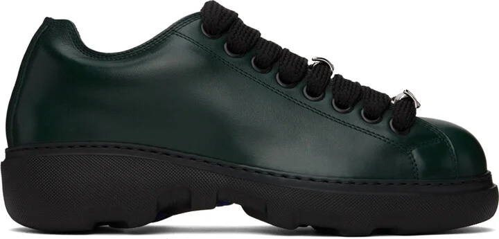 Burberry Green Leather Ranger Sneakers
