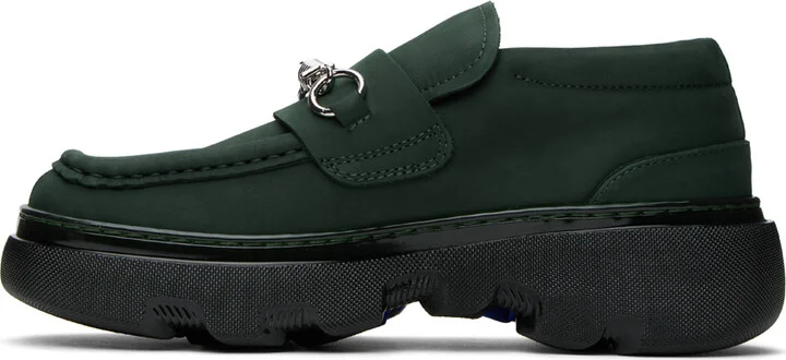 Burberry Green Nubuck Creeper Clamp Loafers - Image 3