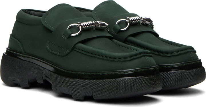 Burberry Green Nubuck Creeper Clamp Loafers - Image 4