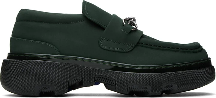 Burberry Green Nubuck Creeper Clamp Loafers