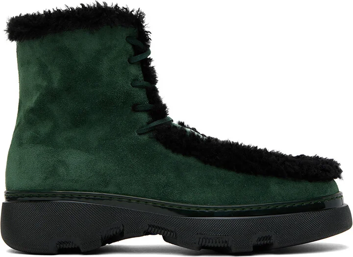 Burberry Green Shearling Creeper Boots