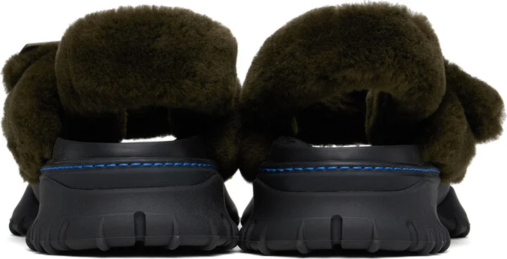 Burberry Green Shearling Pebble Sandals - Image 2