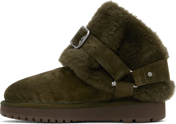 Burberry Green Suede & Shearling Chubby Boots - Image 3