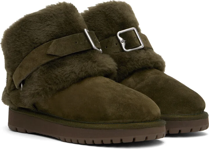 Burberry Green Suede & Shearling Chubby Boots - Image 4