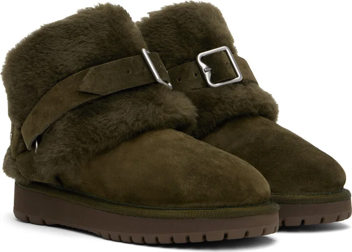 Burberry Green Suede & Shearling Chubby Boots - Image 4