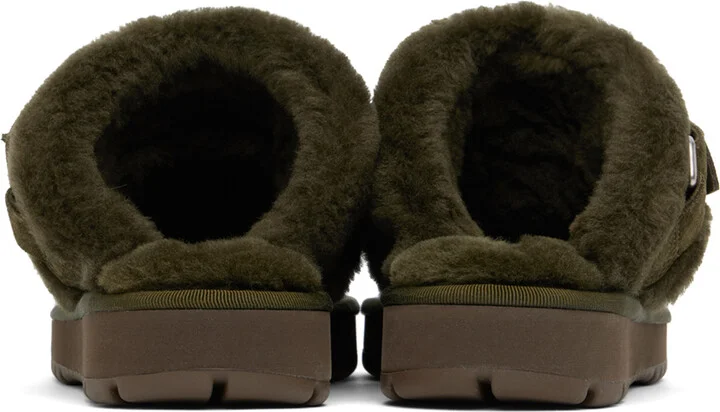 Burberry Green Suede & Shearling Chubby Slippers - Image 2