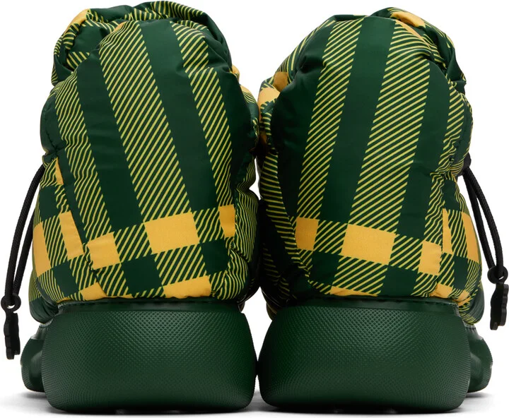Burberry Green & Yellow Check Pillow Boots - Image 2