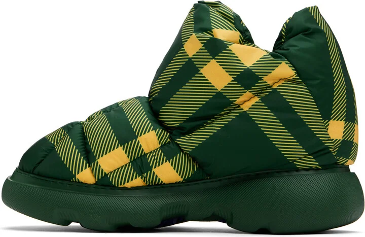 Burberry Green & Yellow Check Pillow Boots - Image 3