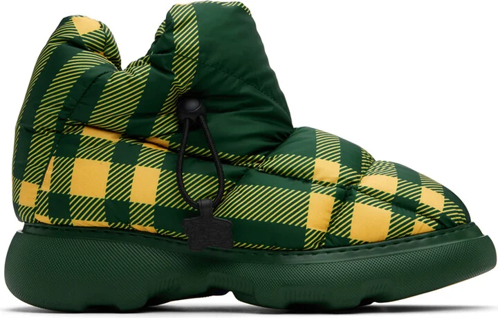 Burberry Green & Yellow Check Pillow Boots