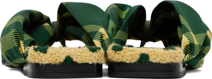 Burberry Green & Yellow Check Pool Slides - Image 2