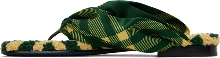 Burberry Green & Yellow Check Pool Slides - Image 3