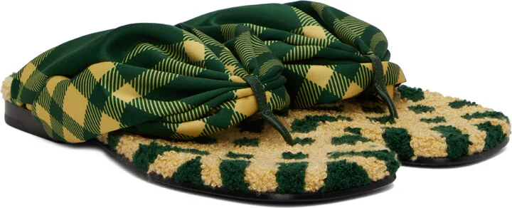 Burberry Green & Yellow Check Pool Slides - Image 4