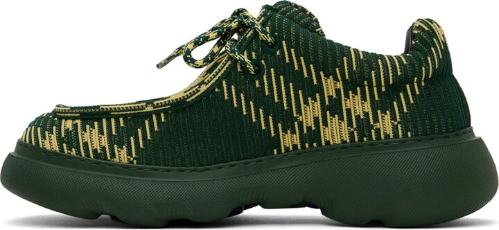 Burberry Green & Yellow Check Woven Creeper Derbys - Image 3